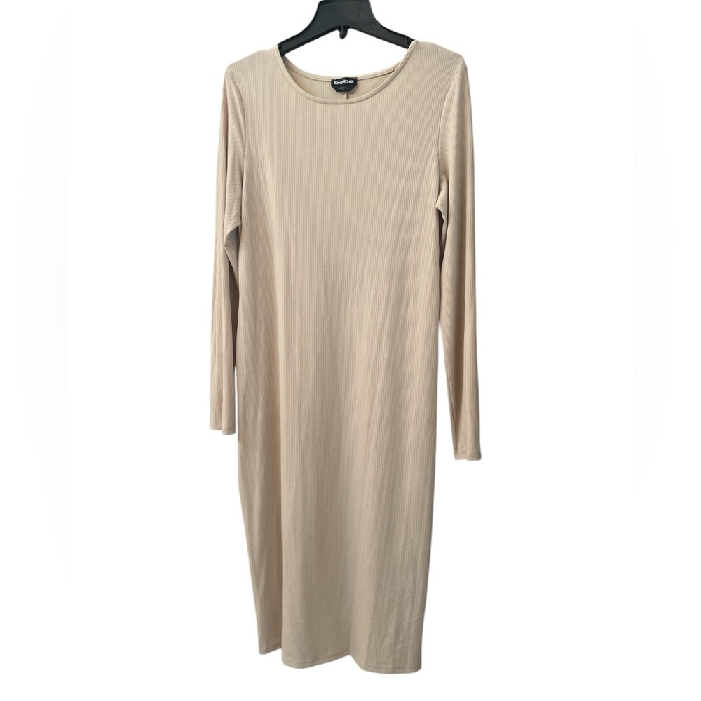 Bebe long sleeve midi ribbed dress